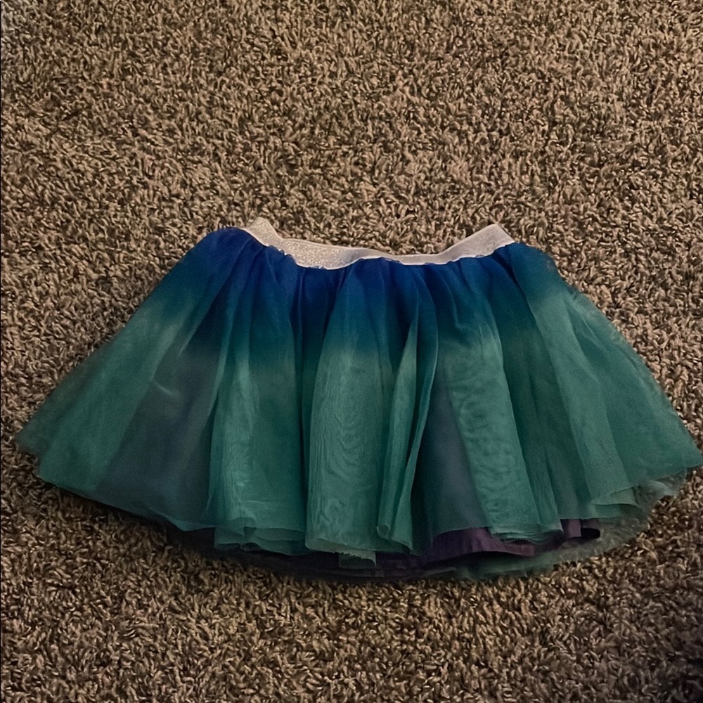 Vibrant Ombré Blue-Green Girls Fluffy Skirt